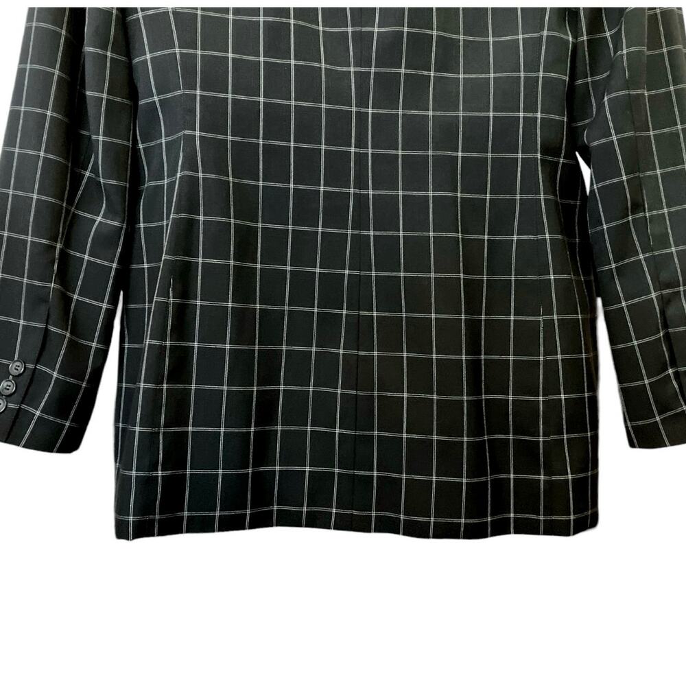 Spiegel Women's Black Plaid Double-Breasted Long Slv Blazer Jacket Lined SZ14T - Picture 8 of 10